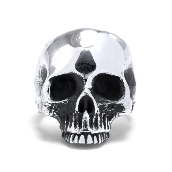 Ether11 Silver Half Skull Ring