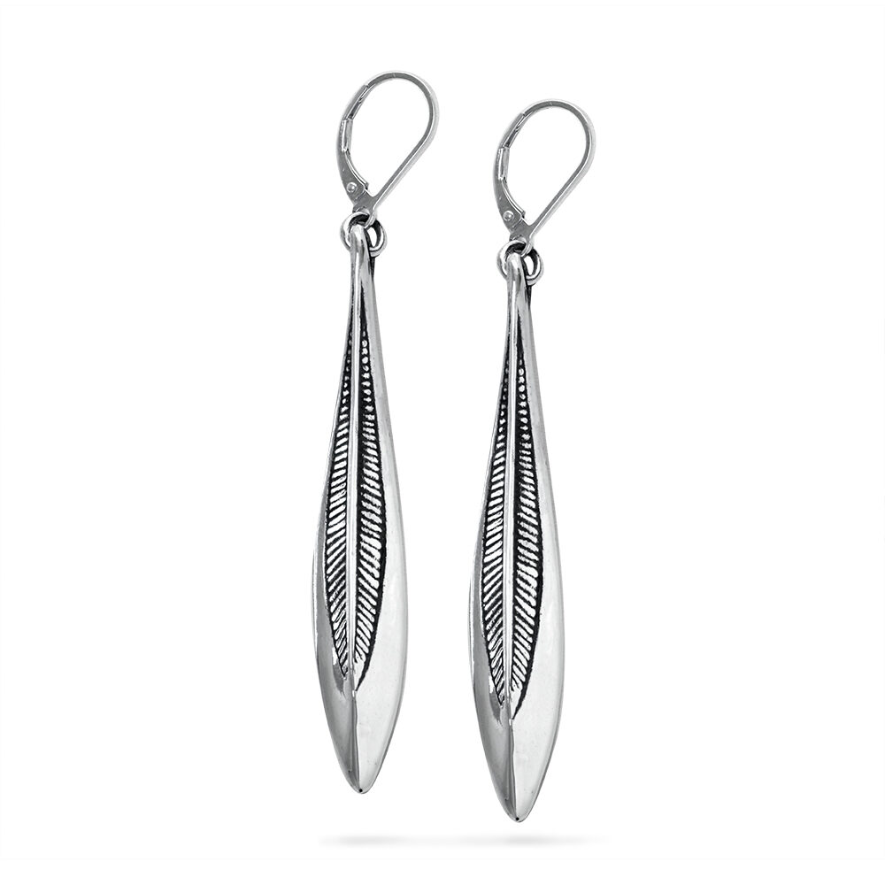 Ether11 Feather Lever Back Earrings