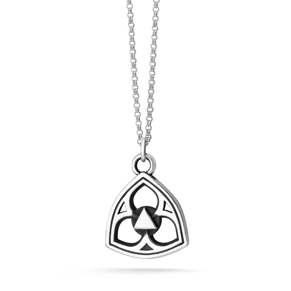 Sterling Silver Ether Eleven Trefoil Pendant on a Micro Rolo Chain Necklac