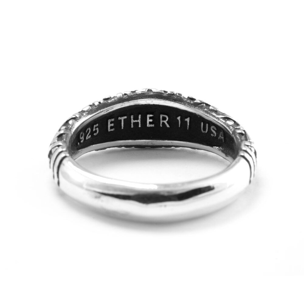 Ether Eleven Thin Sultan Sacred Geometry Pattern Ring in Sterling Silver
