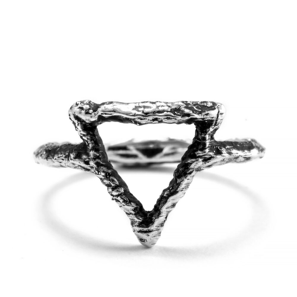 Ether Eleven Sterling Silver Water Symbol Alchemy Textured Ring