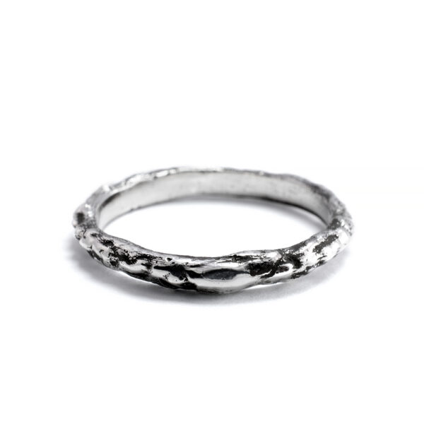 Ether Eleven Sterling Silver Organic Textured Thin Alchemy Band