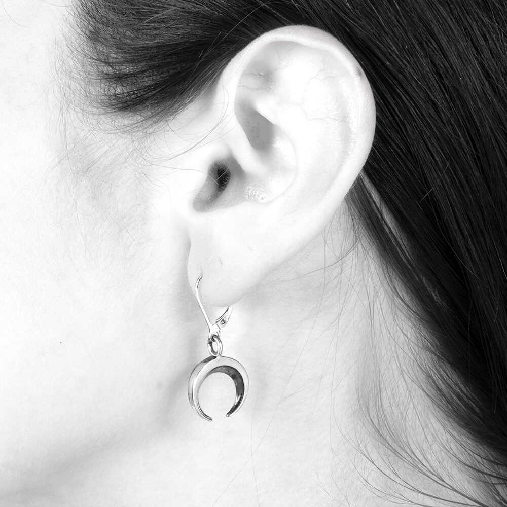 Ether11 Sterling Silver Moon Earrings