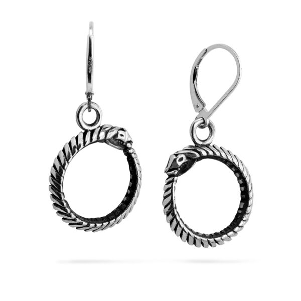 Ether11 Sterling Silver Ouroboros Snake Earrings