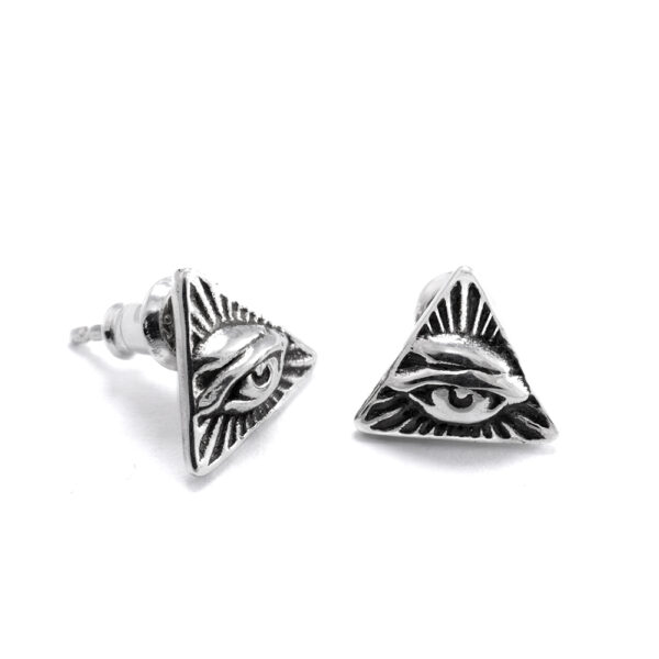 Ether11 All Seeing Eye Stud Earring Sterling Silver
