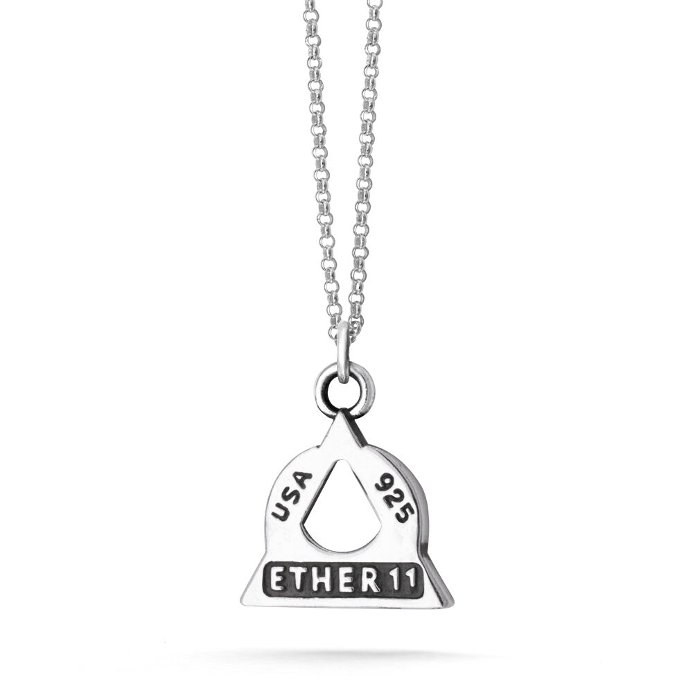 Ether11 Sterling Silver Trinity Moon Pyramid Pendant