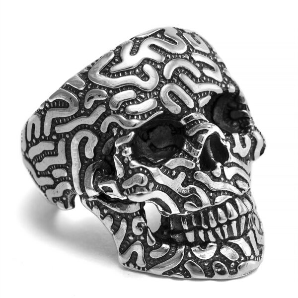 Lefty Out There Squiggle Skull Sterling Silver Ring by Ether 11 Ether11 Ether Eleven