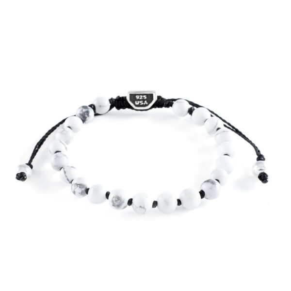Ether 11 Eleven Howlite Bead Bracelet with Sterling Silver Macrame Adjustable Clasp