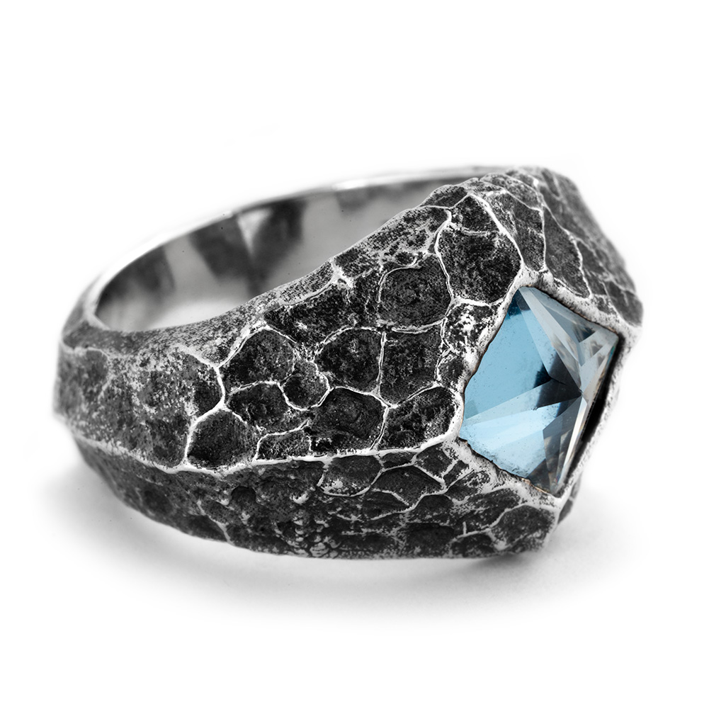 Ether 11 Formation Signet Ring with Aquamarine