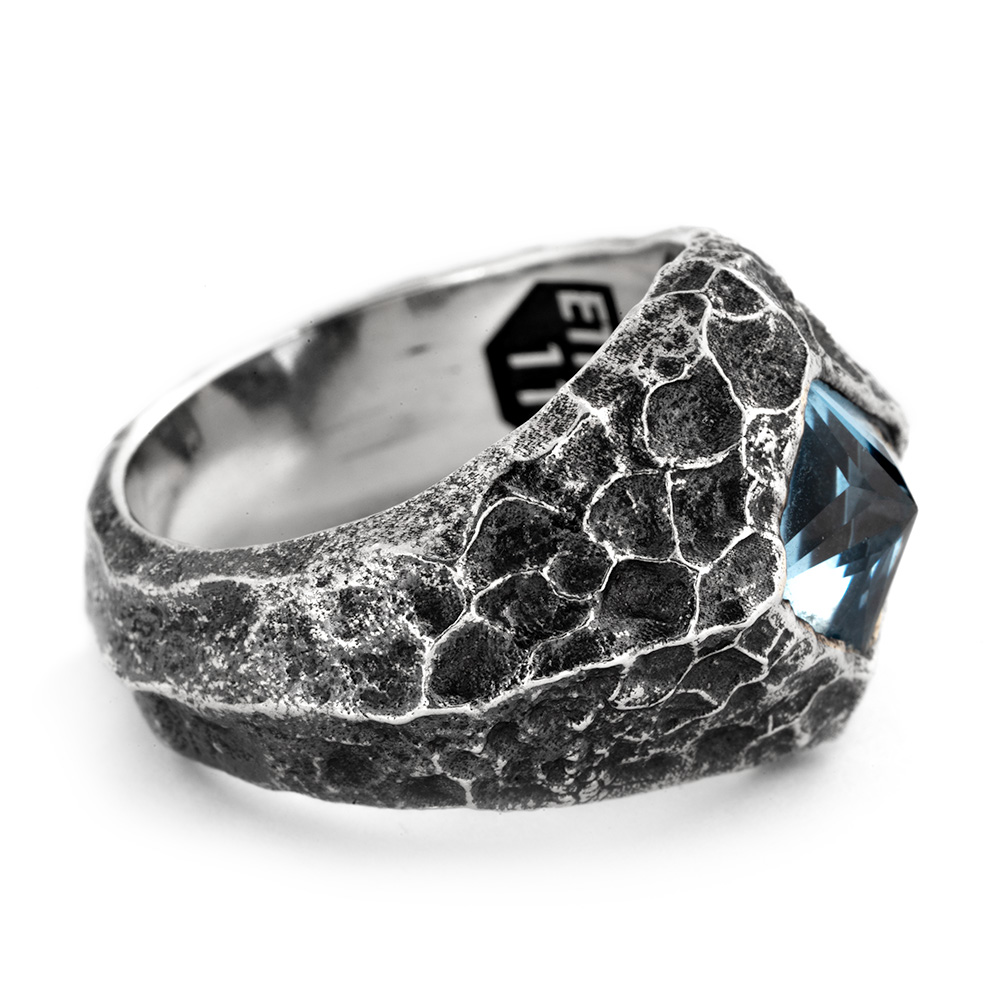 Ether 11 Formation Signet Ring with Aquamarine